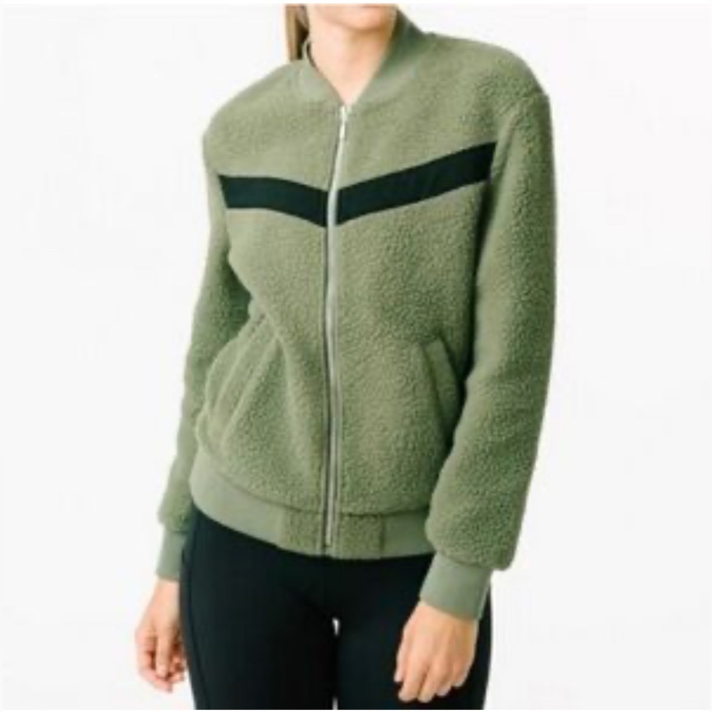 Zyia Active Flying V Fleece Sherpa Bomber Jacket